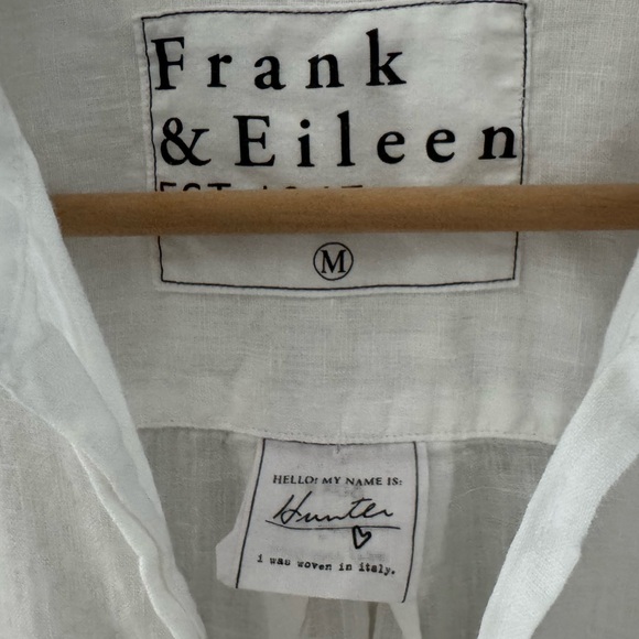 Frank and Eileen Hunter Linen Shirt Dress Med White Long Sleeve Casual Coastal - Picture 13 of 13